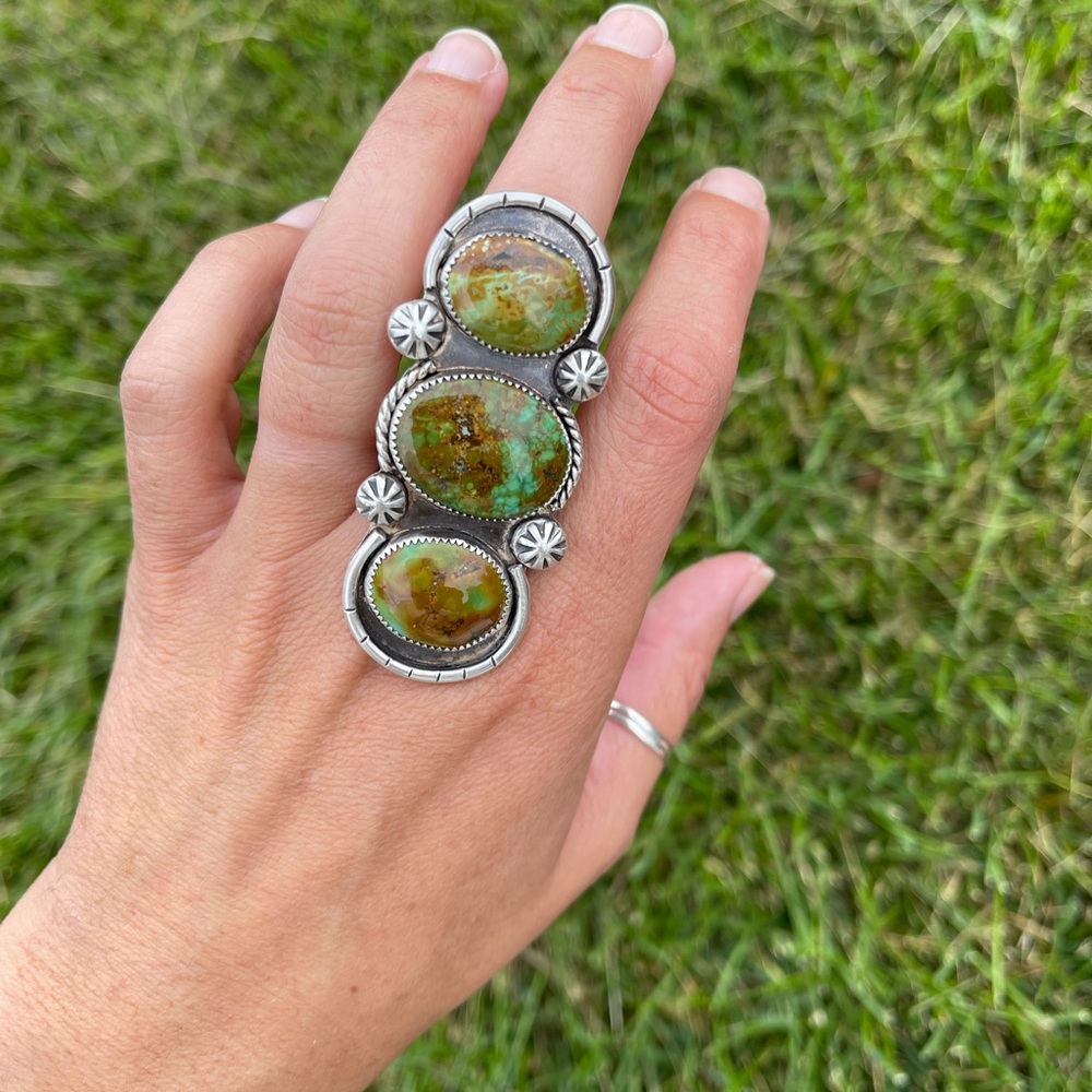 Statement turquoise and sterling silver ring